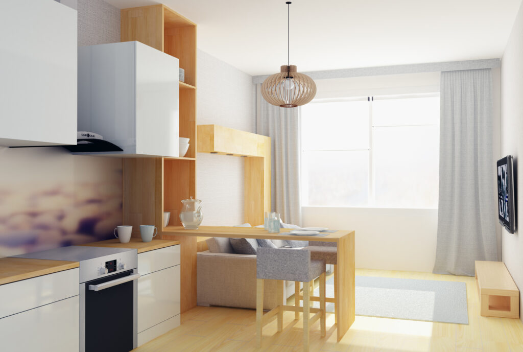 3D illustration of micro-apartment design idea